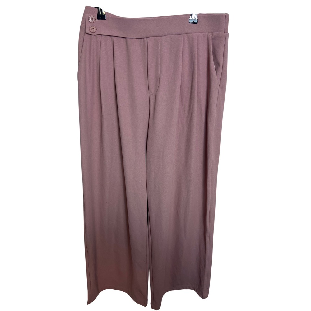 Halara Dusty Rose Pink Wide Leg High Waisted Pleated Trousers L Regular Flowy